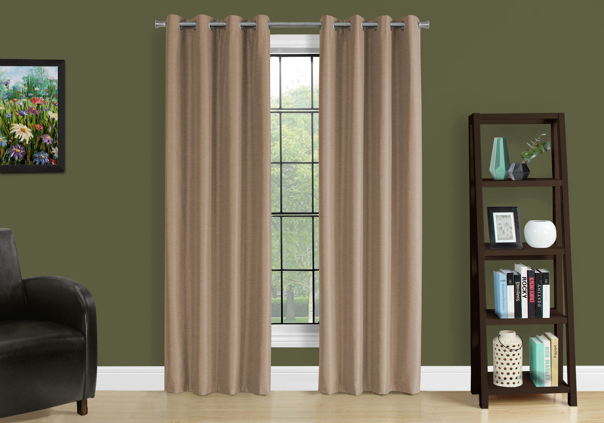 Image of curtain panel - 2pcs 52inch w x 84inch h brown solid blackout  i 9838.